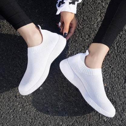 Spring Step: 2024 Women's Knitting Sock Sneakers - Casual Breathable Flats, Flat Shoes for Walking, Trendy Women's Sneakers