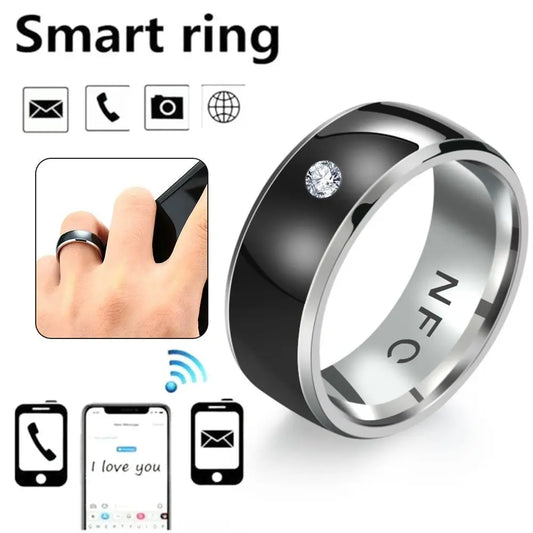 Multifunctional NFC Smart Ring - Stainless Steel Magic Wearable Finger Ring, Waterproof, Connects with Android Phones