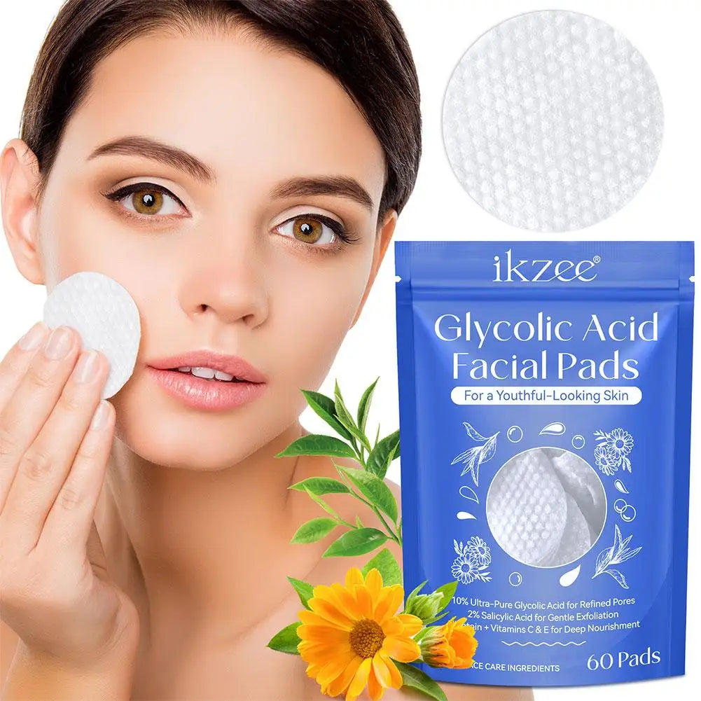 Glycolic Acid Facial Pads - Exfoliating, Brightening, and Moisturizing Fruit Acid Pads with Salicylic Acid for Deep Skin Cleaning