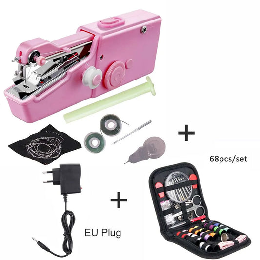 Portable Mini Sewing Machine - Cordless Hand-Held Needlework Tool for Clothes and Handwork - Handy Sewing Machine Accessories