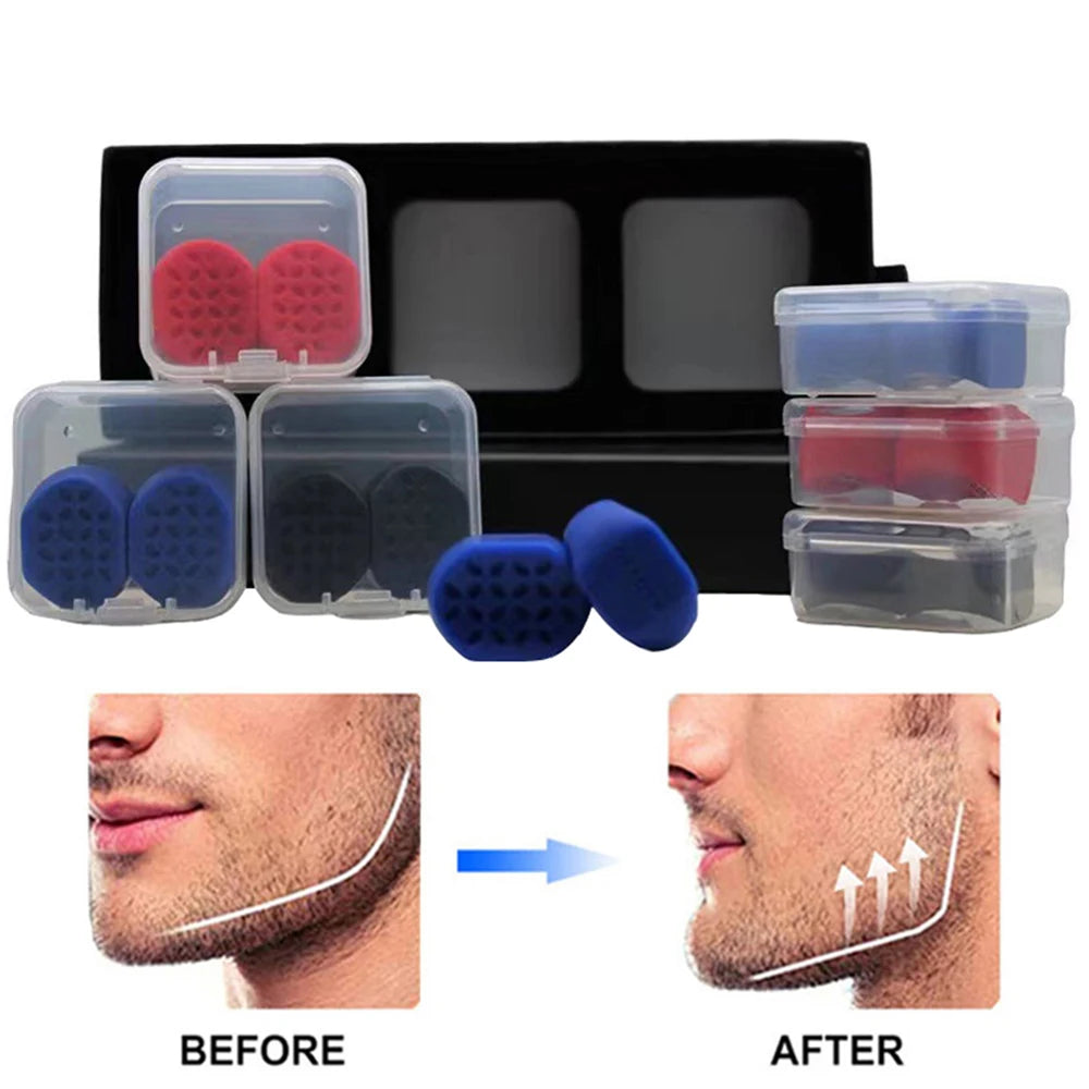 Jawline Trainer Duo: 2pcs Silicone Detachable Jaw Exerciser Balls - Facial Muscle Training Supplies, Face Trainer Chew Ball