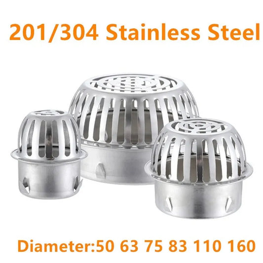 Stainless Steel Round Balcony Roof Floor Drain - Large Displacement, Anti-Blocking Outdoor Rain Bucket Drainage