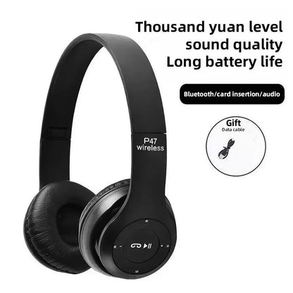 Wireless P47 Stereo Headset 5.0 Bluetooth - Foldable Sports and Gaming Headphones, Compatible with Huawei and Xiaomi