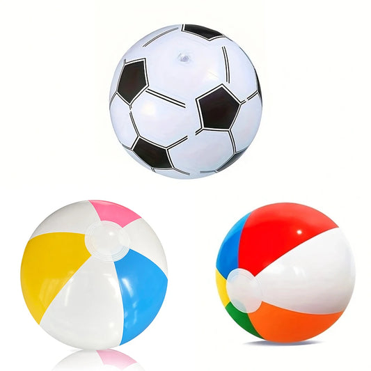 Inflatable Beach Balls Set - 30cm Six-Color Ball, 35cm Football, 40cm Four-Color Ball - Perfect for Swimming Pool and Beach Party Decorations