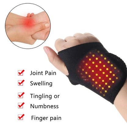 Self-Heating Wrist Band Magnetic Therapy Brace | Hand Warmer Compression Pain Relief Wristband