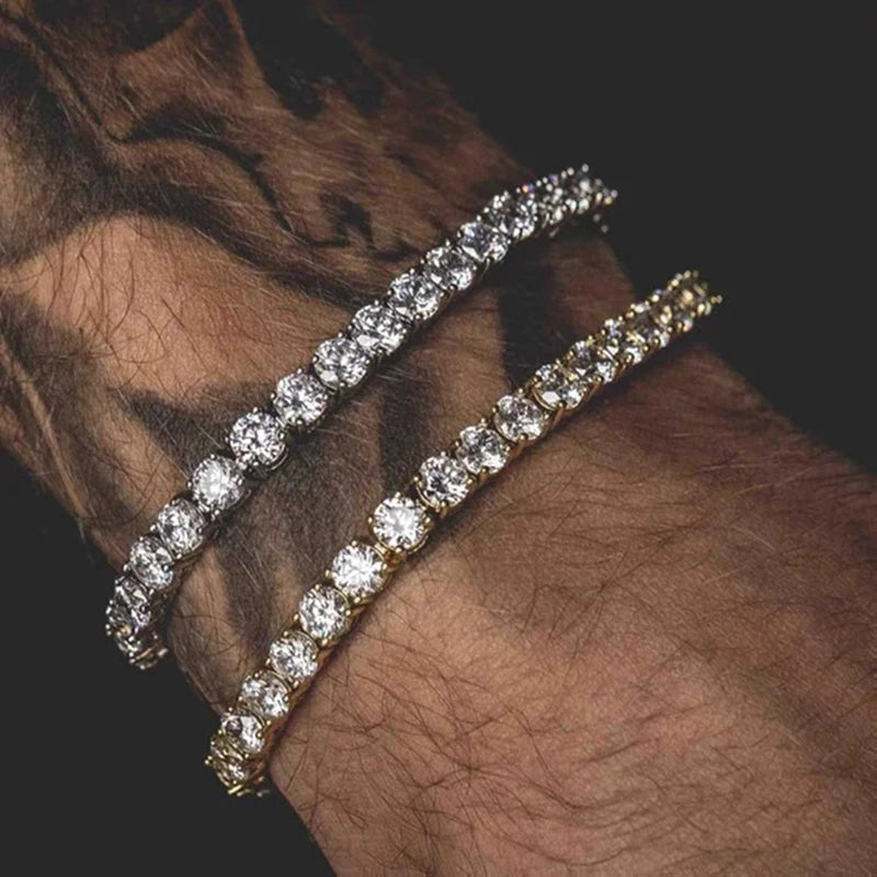 Hip-Hop Tennis Bracelet for Men - Iced Out 3/4/5mm Cubic Zirconia Crystal Chain, Streetwear Jewelry H086