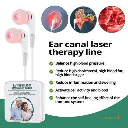 Ear Laser Therapy - 6 Physiotherapy Lines, 650nm Irradiation, Earplug for Balance, High Blood Pressure & Fat Reduction