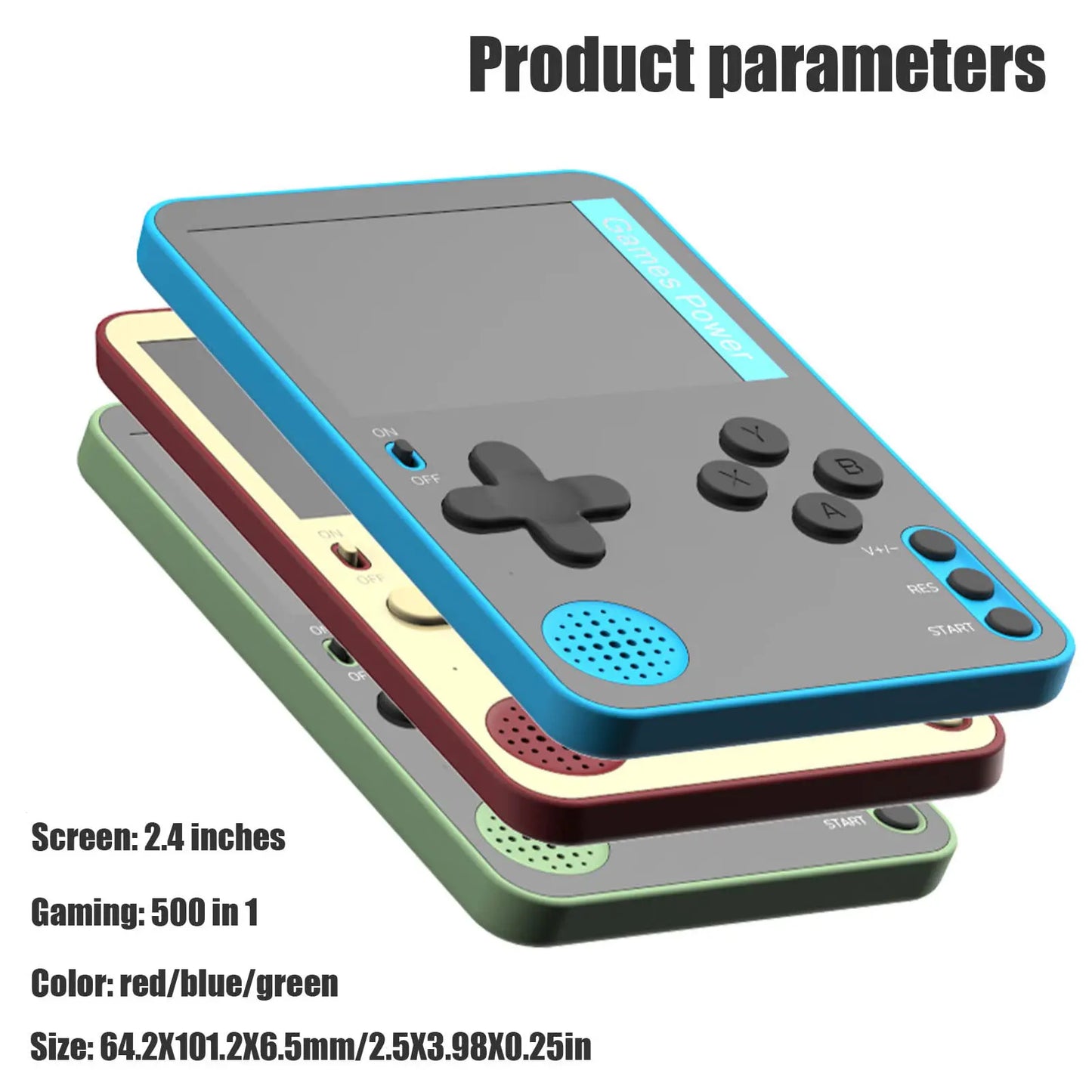 Portable Handheld Game Console: 500 Classic Games Retro Video Mini Console with LCD Screen - Rechargeable, Great Gift for Kids and Adults