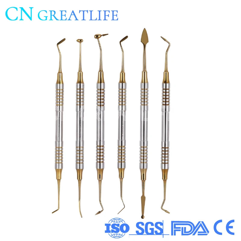 GreatLife Dent Head Resin Filler Set | Dental Composite Resin Filling Spatula | Titanium-Plated Thick Handle Restoration Instrument