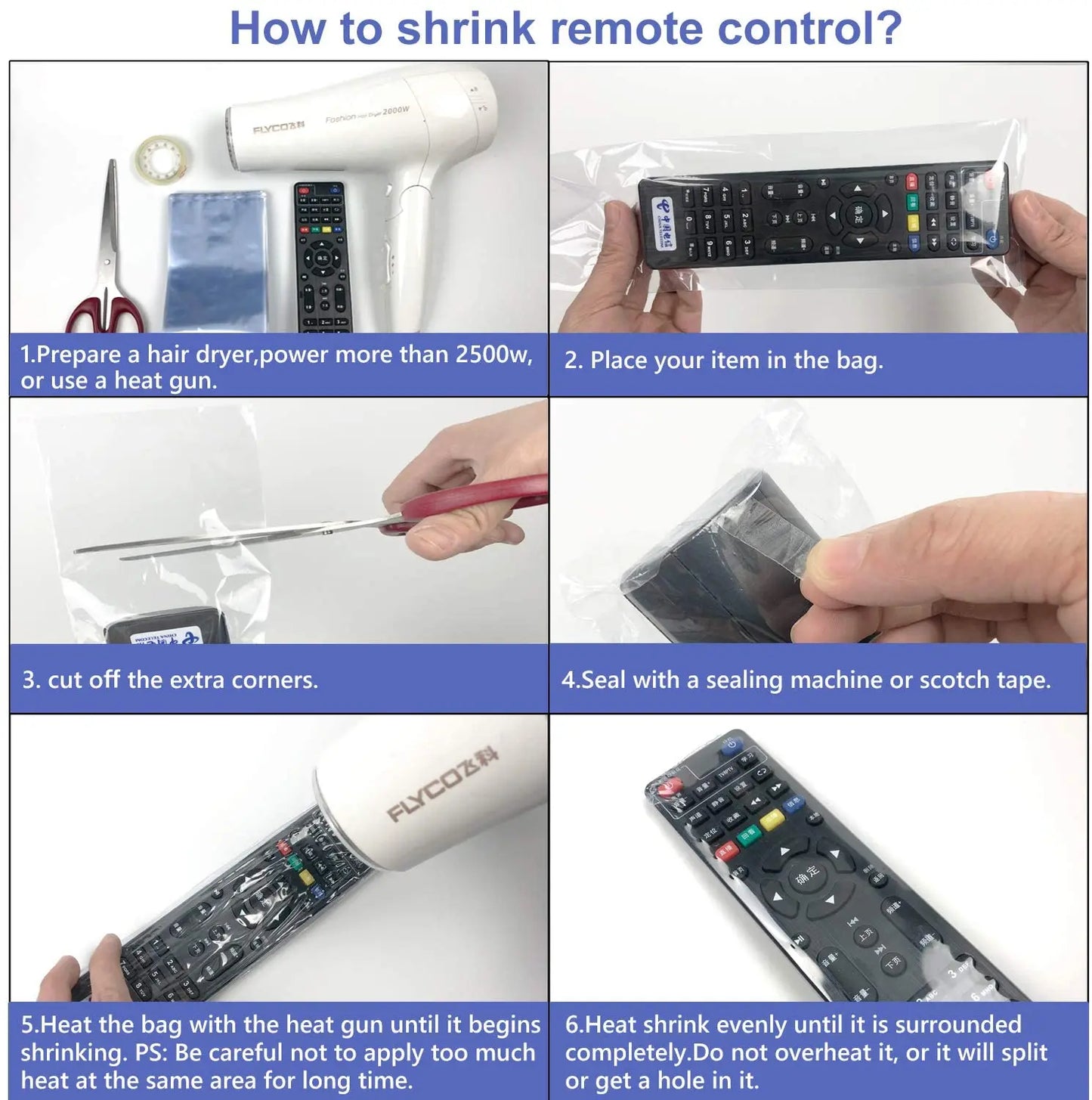 Transparent Shrink Film Bag - Anti-dust Protective Cover for TV, Air Conditioner Remote Control (5/10/20PCS)