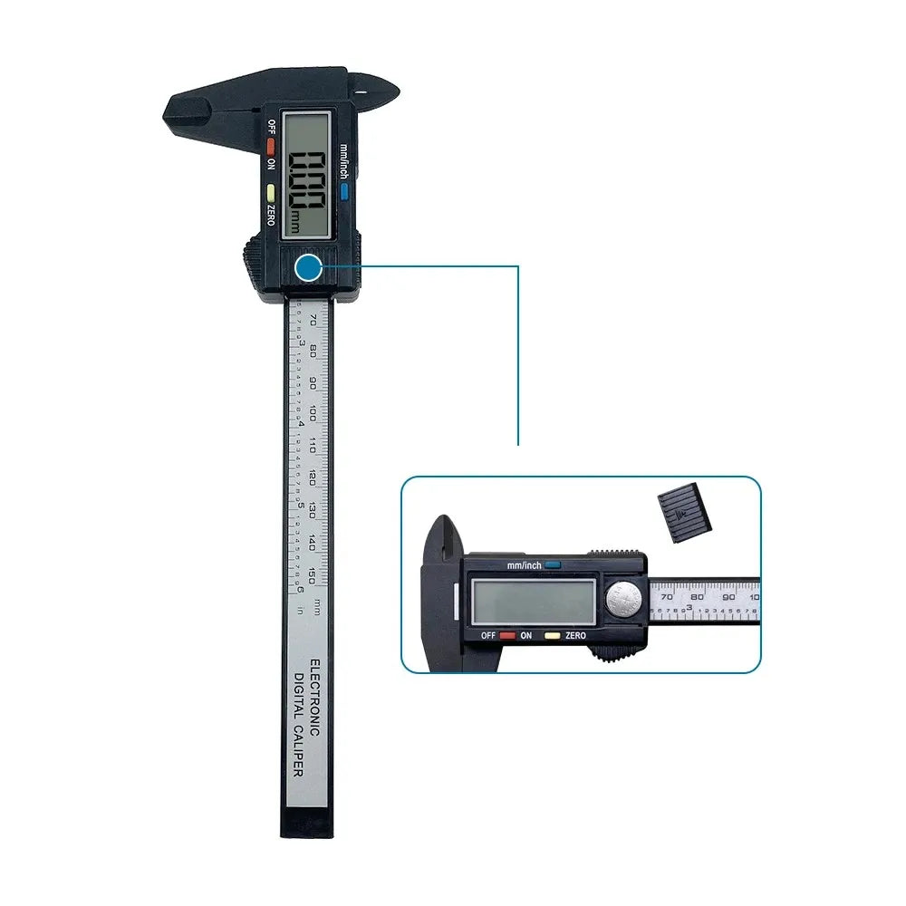 Electronic Digital Caliper - 150mm/100mm Carbon Fiber Dial Vernier Gauge, Micrometer Digital Ruler Measuring Tool