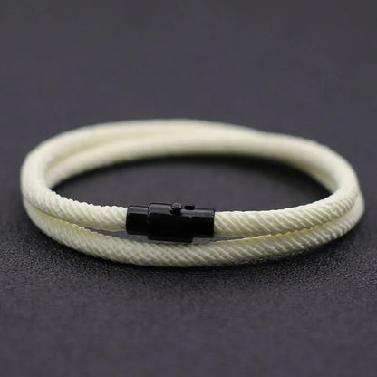 Minimalist Men's Double Layer Rope Bracelet - Survival Bracelet with Magnetic Buckle, Perfect Boyfriend Gift