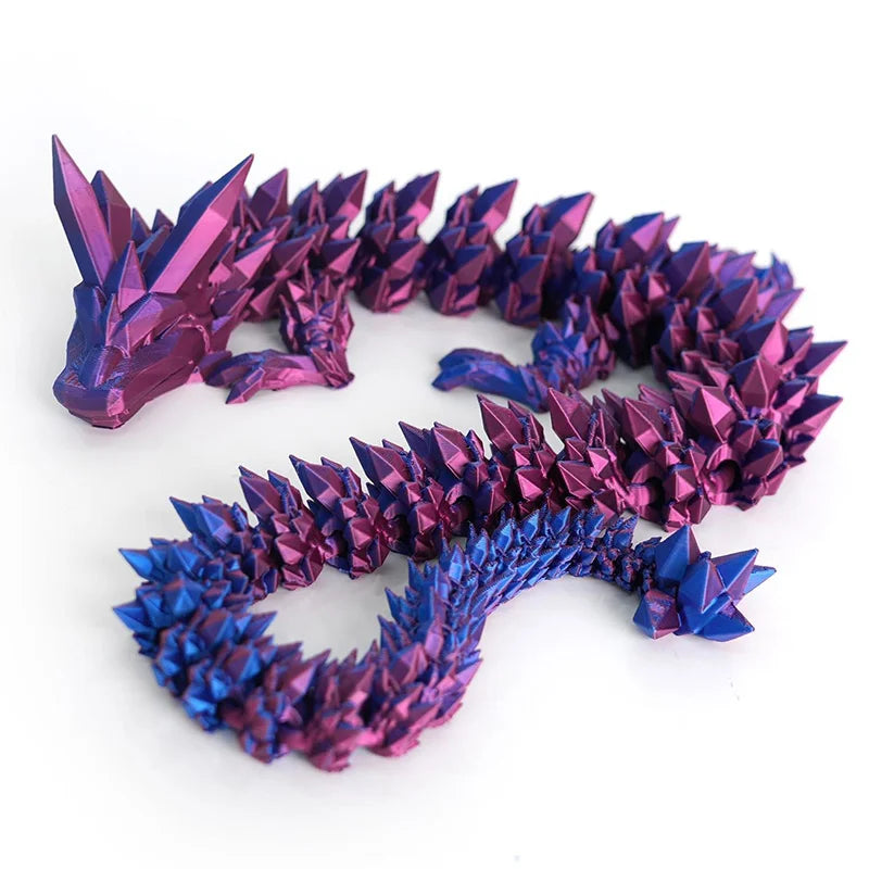 3D Printed Crystal Dragon Fidget Toy - Rotatable Articulated Figure in Radiant Colors, Available in 30/45/60CM