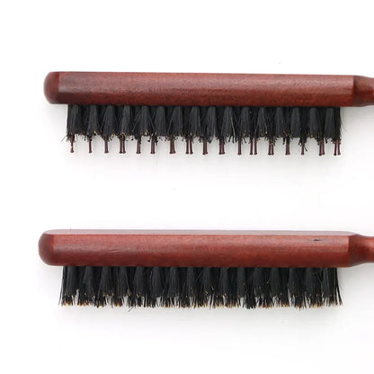 Professional Salon Teasing Back Hair Brushes - Boar Bristle Wood Slim Line Comb - Hairbrush for Extension and Hairdressing - Styling Tools for DIY