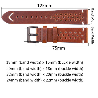 Breathable Genuine Leather Quick Release Watch Strap - 18mm-24mm Cowhide Band in Black, Green, Brown, Yellow - Unisex Watchbands