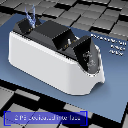 Dual Fast Charger for PlayStation 5 Controllers - Charging Dock Station with LED Indicator for PS5 Gamepads