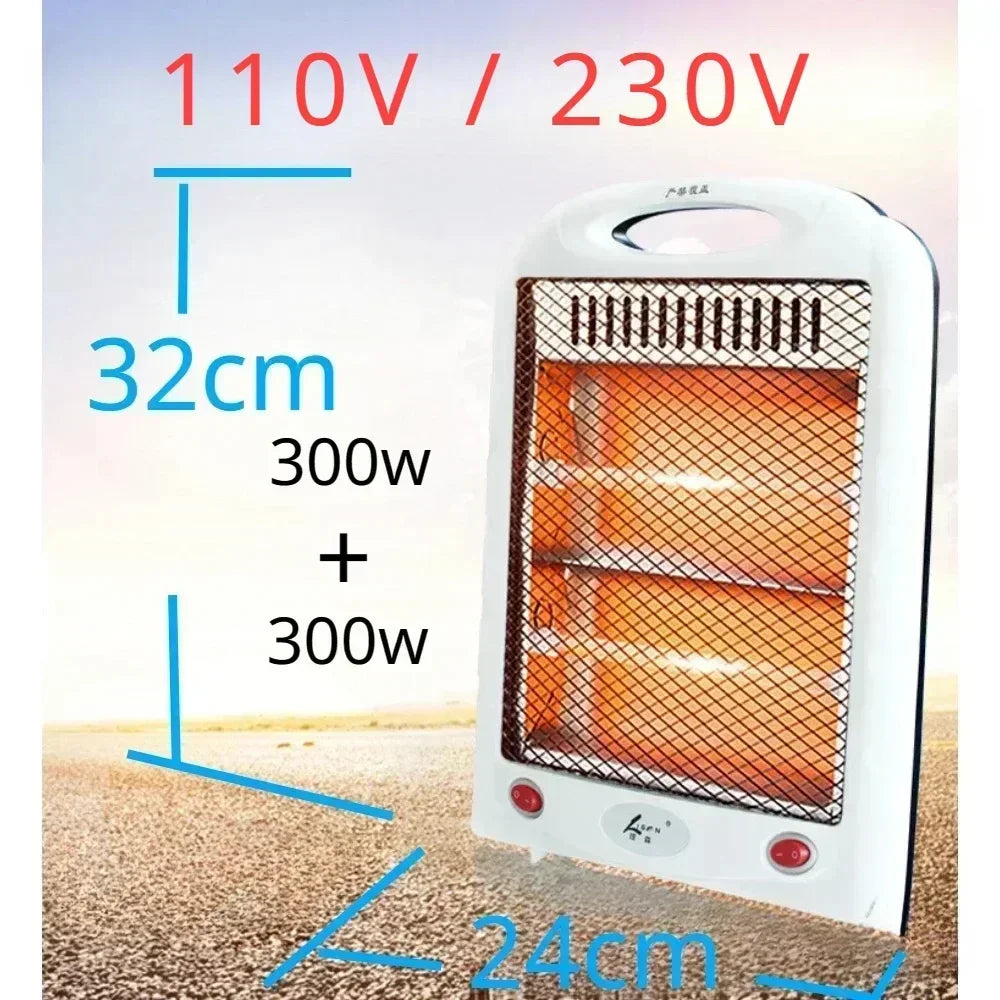 Energy-Saving Electrical Quartz Tube Heater - 220V/110V, 300Wx2 - Ideal for Living Room Space Heating