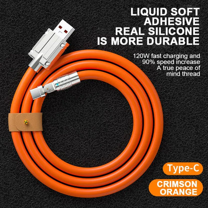 Type C Data Line | 120W Fast Charging | 6A 180° Rotating Ultra-Fast Charging Cable | Compatible with Huawei, Samsung, Millet