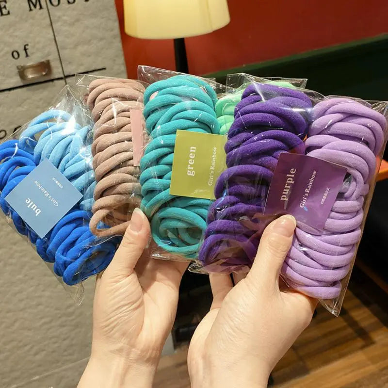 10Pcs Elastic Rubber Band Hair Ties | Seamless Gradient Colorful Rope Rings Scrunchies | Cute Ponytail Accessories for Girls