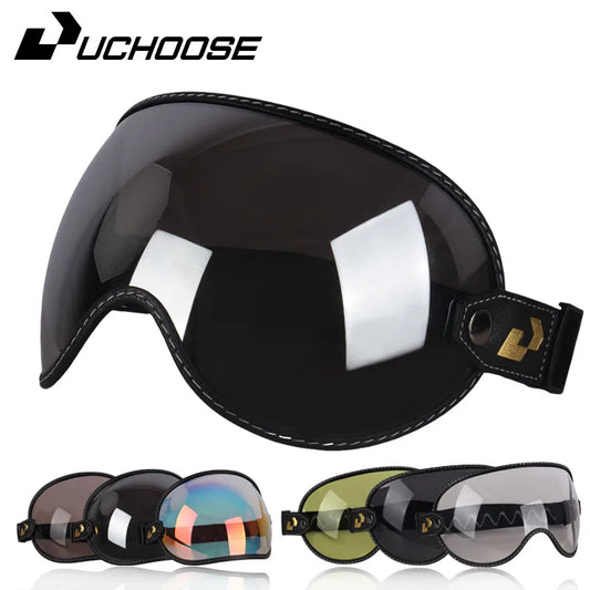 Universal Retro Motorcycle Goggles | Bubble Visor with UV Protection | Vintage Riding Glasses for Motorbike Helmet | Durable Lens Shield