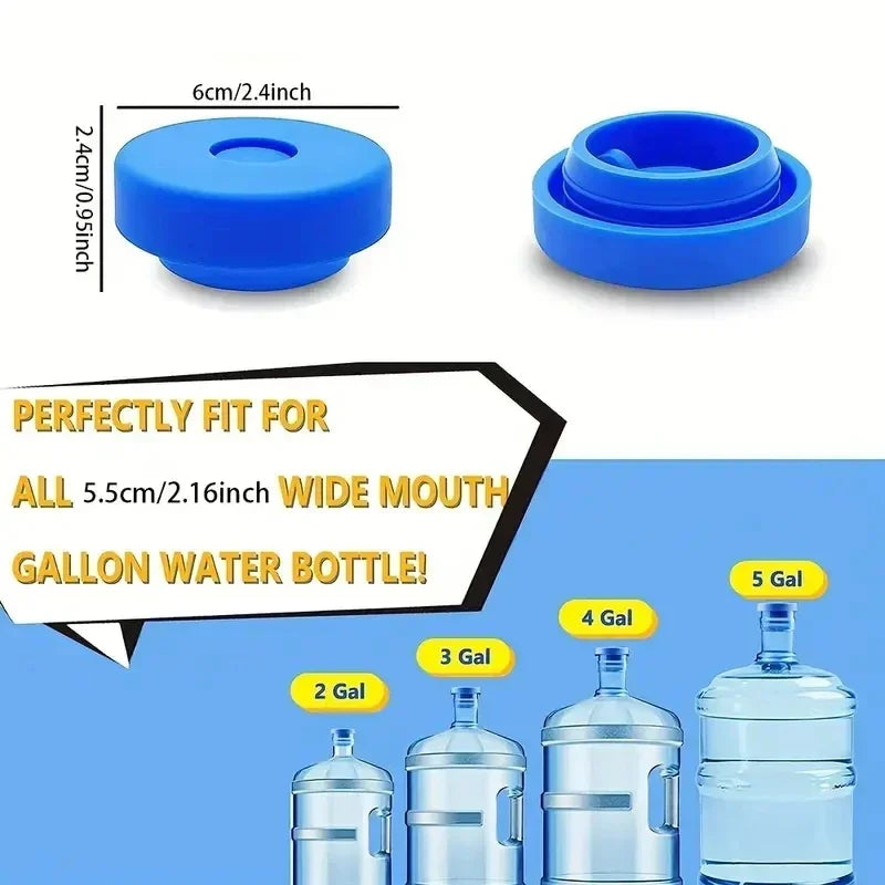 5pcs 5 Gallon Water Jug Replacement Lids - Reusable Silicone Leak-Proof Caps for 55mm Bottles