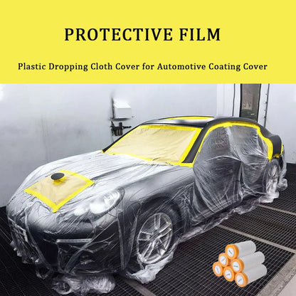 Car Paint Masking Film | Protective Plastic Dropping Cloth Cover | Automotive Coating Protection