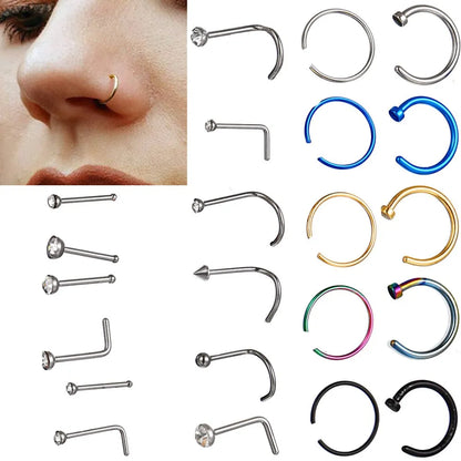 Fashion Punk Non-Nose-Piercing Septum Women's Jewelry: 22 Pcs Fake Nose Ring Earrings Suit