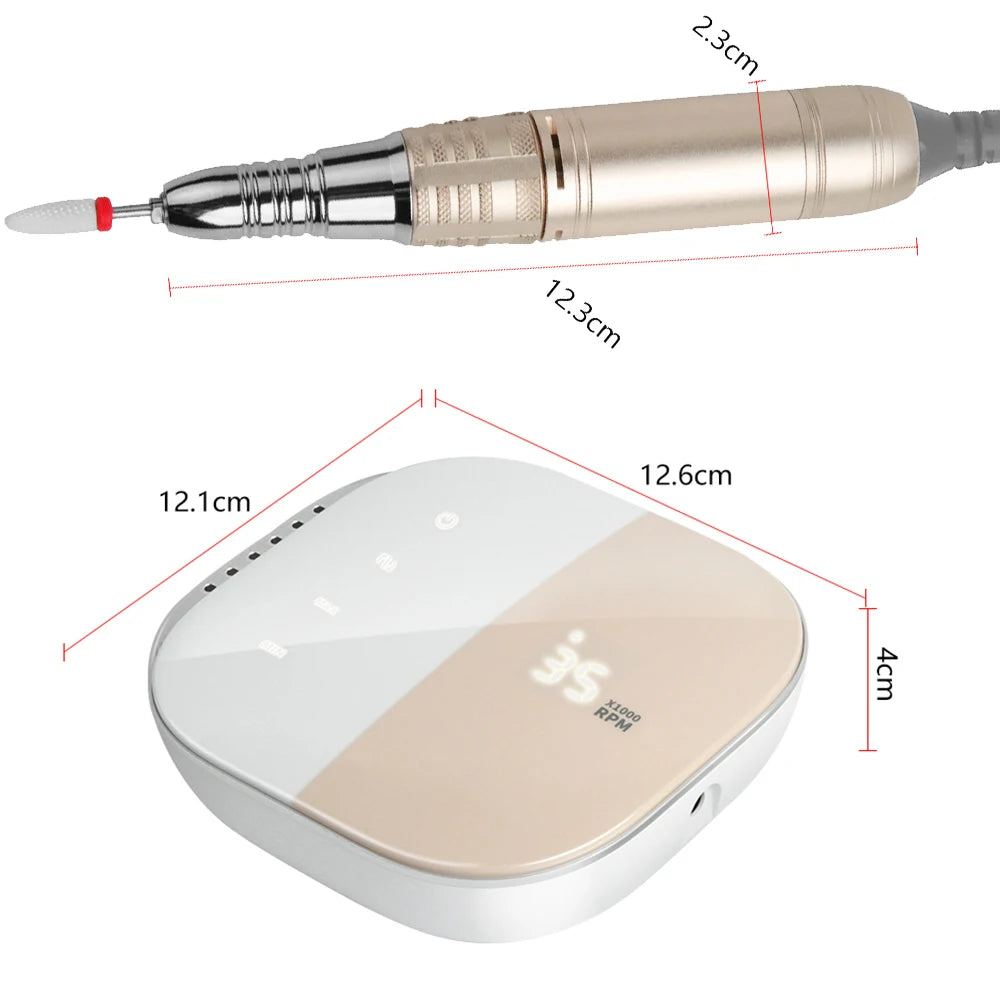 High Quality Electric Nail Drill Machine - 35000 RPM, HD Display, Metal Manicure Pen, Professional Nail Lathe Sander