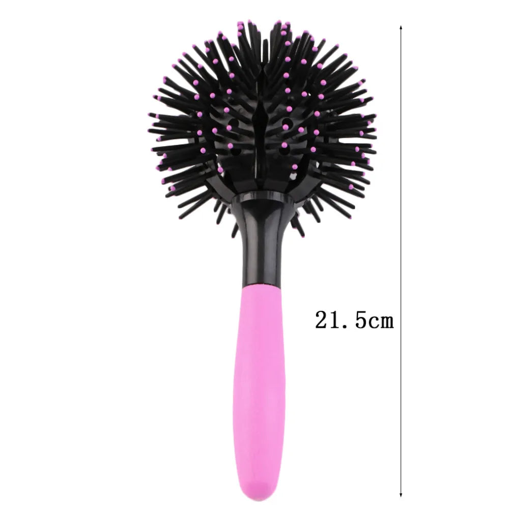 3D Round Hair Brushes Comb - Salon Styling Tools for 360 Degree Ball Styling - Magic Detangling Hairbrush, Heat Resistant