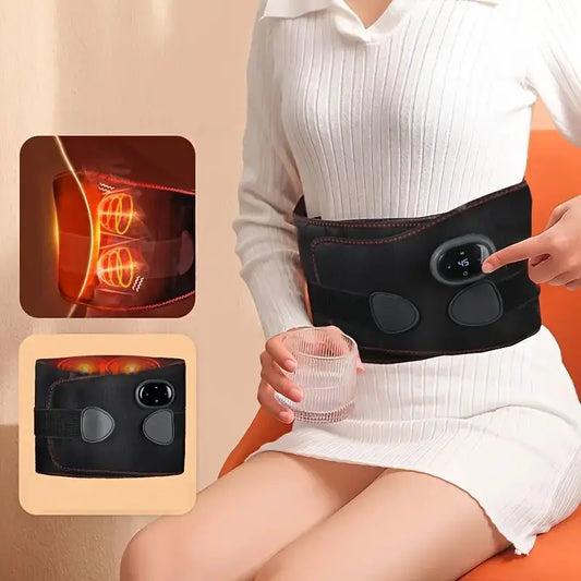 Portable Electric Heating Waist Brace - Lumbar Support Belt with Heat Massage for Back Pain Relief