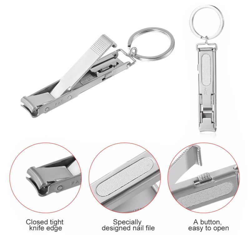 Ultra-Thin Foldable Stainless Steel Nail Clipper - Portable Toe and Fingernail Cutter for Manicure and Pedicure