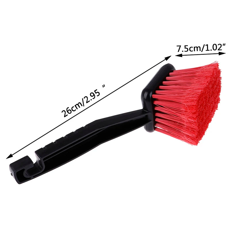 Car Wheel Brush Tire Cleaner: Red Bristle, Black Handle Washing Tool for Auto Detailing - Motorcycle Cleaning, Carclean Accessory