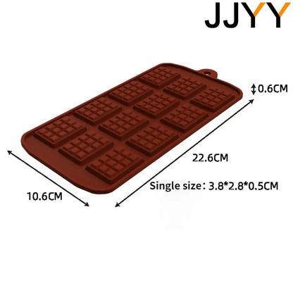 JJYY Silicone Mold: 12 Even Chocolate & Fondant Candy Bar Mould - DIY Cake Decoration Tools & Baking Accessories