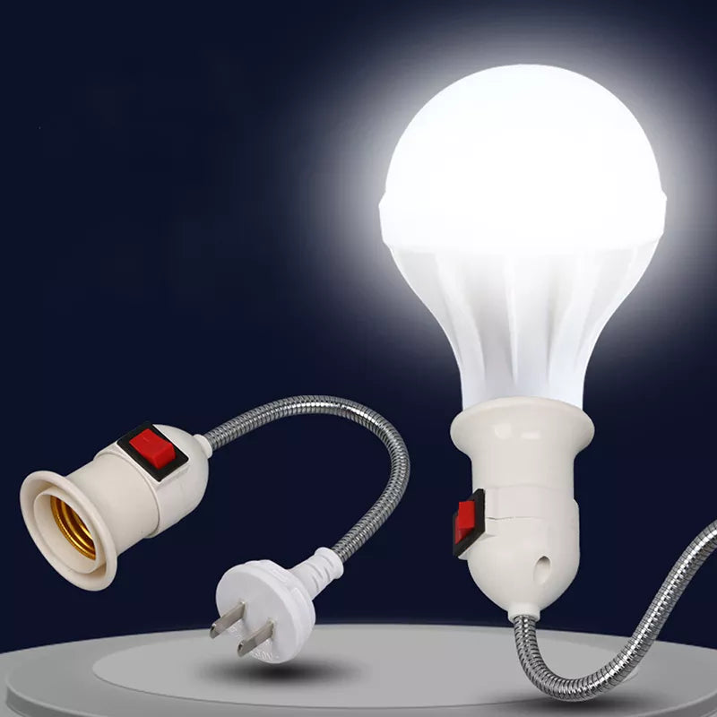 E27 Socket Lamp Bulb Holder with Switch - Energy-Saving LED Table Lamp Base, Compatible with EU, US, and UK Plugs