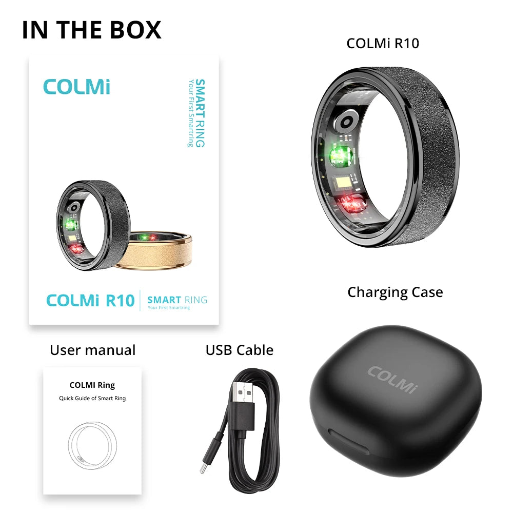 COLMI R10 Smart Ring with Charging Case - Health and Sleep Monitor, 5ATM Waterproof, Multi-Sport Mode for Men and Women