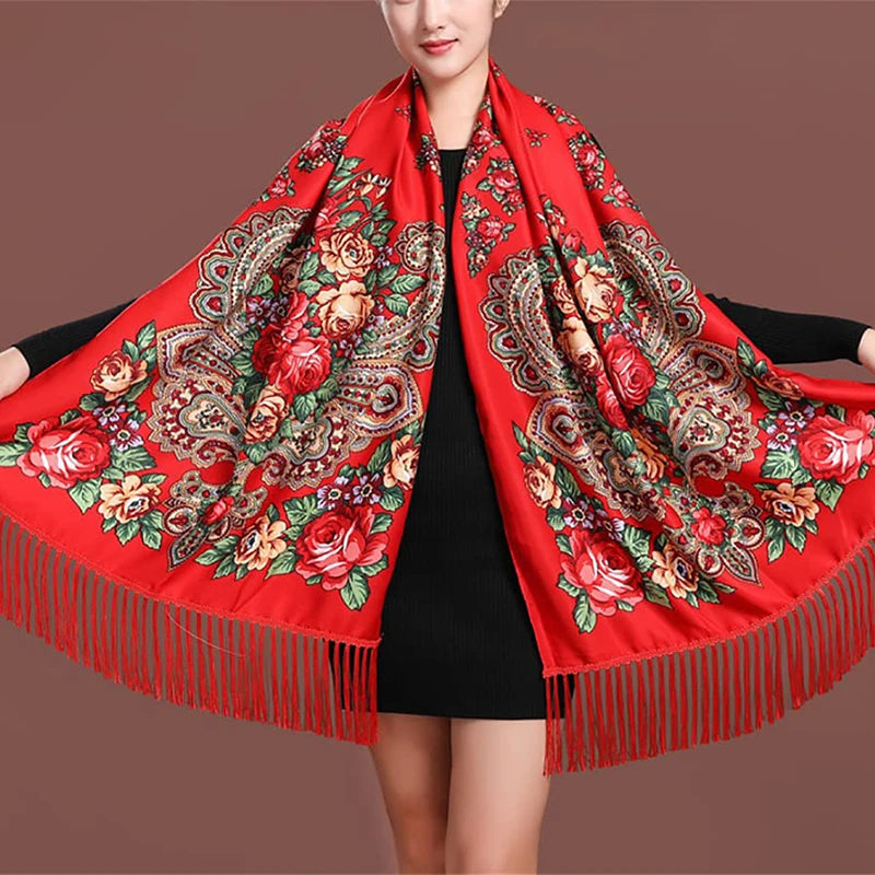 2024 Designer Print Shawls for Women - Winter Scarf Pashmina with Floral Design, Warm Hijab Wraps, Bufandas Foulard, Travel Stoles