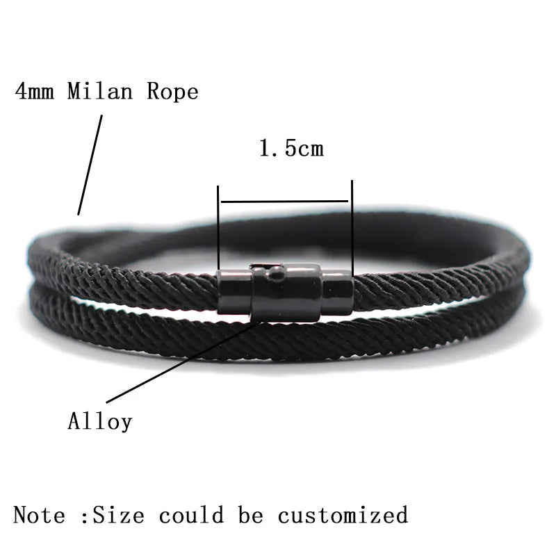 New Minimalist Men's Double Layer Rope Bracelet - Survival Braclet Homme Accessories, Boyfriend Gift with Magnet Buckle, Pulsera Hombre