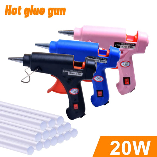 20W Mini Hot Melt Glue Gun - Household and Industrial Repair Tool with Adjustable Heat - Compatible with 7mm Glue Sticks