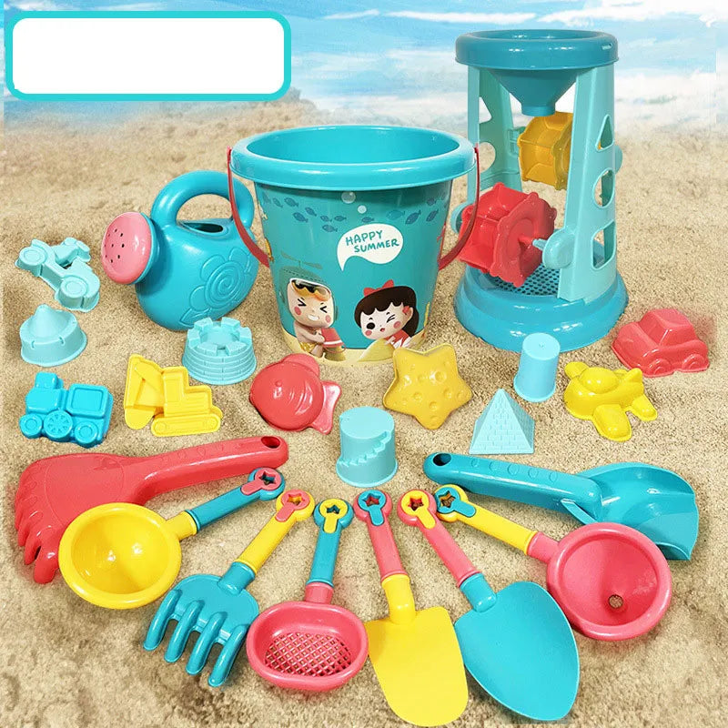 23PCS Kids Summer Beach Set - Digging Sand Toys with Plastic Bucket, Watering Bottle, Shovels - Children's Beach Water Game Tools