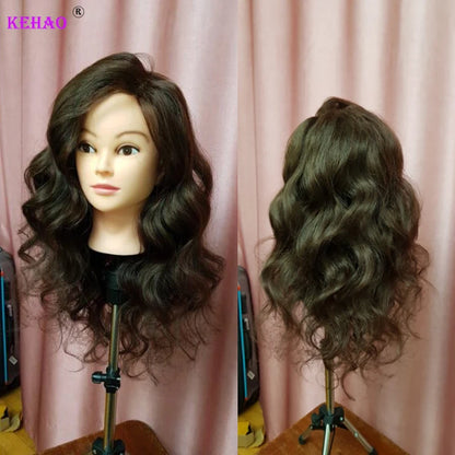 85% Real Hair Doll Head - Professional Training Kit for Hairstyle Practice, Mannequin Styling Head for Hot Curling and Straightening