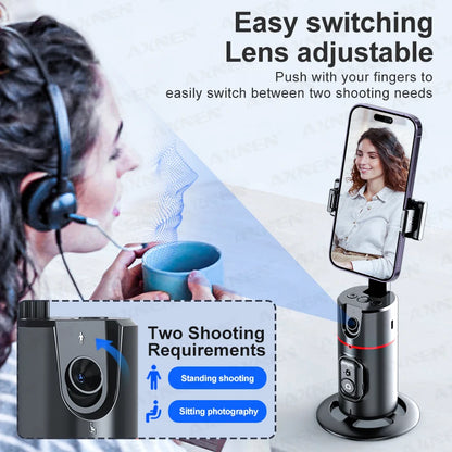 360° Rotation Gimbal Stabilizer - P02 Follow-up Selfie Desktop Face Tracking Gimbal | for TikTok Smartphone Live, with Remote Shutter