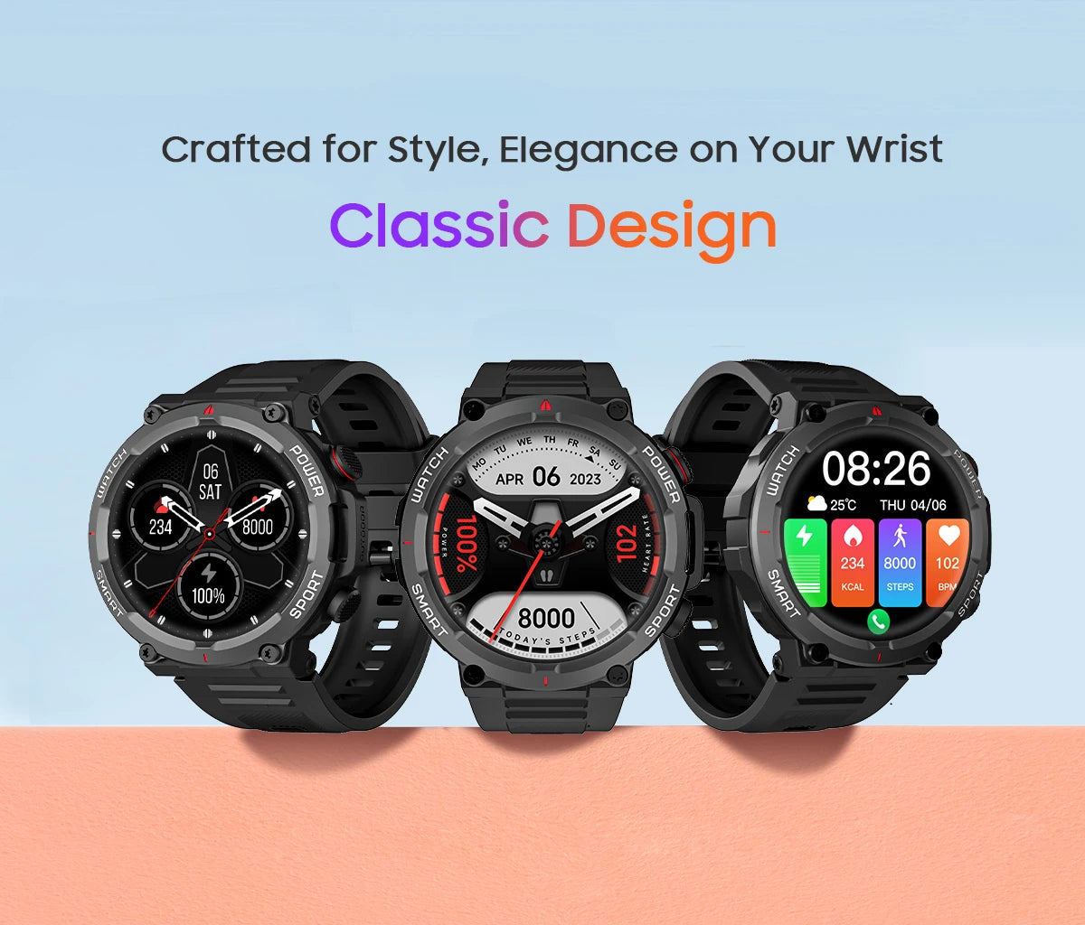 Blackview W50 Smart Watch – Waterproof, Health and Fitness Tracking, Bluetooth Calling, New Version for Men & Women