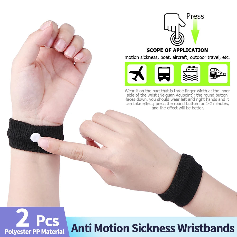 2 Pcs Anti-Motion Sickness Wristbands: Travel & Morning Sickness Relief Bands for Boat, Aircraft, and Outdoor Travel