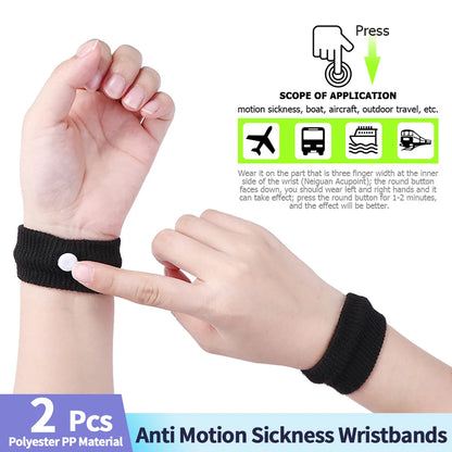 2 Pcs Anti-Motion Sickness Wristbands: Travel & Morning Sickness Relief Bands for Boat, Aircraft, and Outdoor Travel