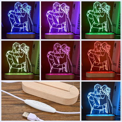 Personalized 3D Photo Lamp: Custom Photo and Text Night Light - Ideal for Valentine's Day, Wedding, Anniversary, Birthday Gifts