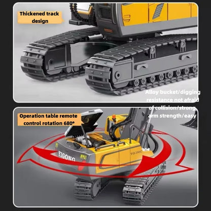 2.4G Remote Control Excavator Dump Truck - Professional Alloy and Plastic RC Construction Vehicle Toy for Kids