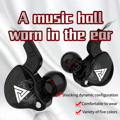 Original QKZ AK6 In-Ear Earphones – 6 Dynamic Drivers, Stereo Sports Headset with Mic, HIFI Subwoofer Monitor Earbuds