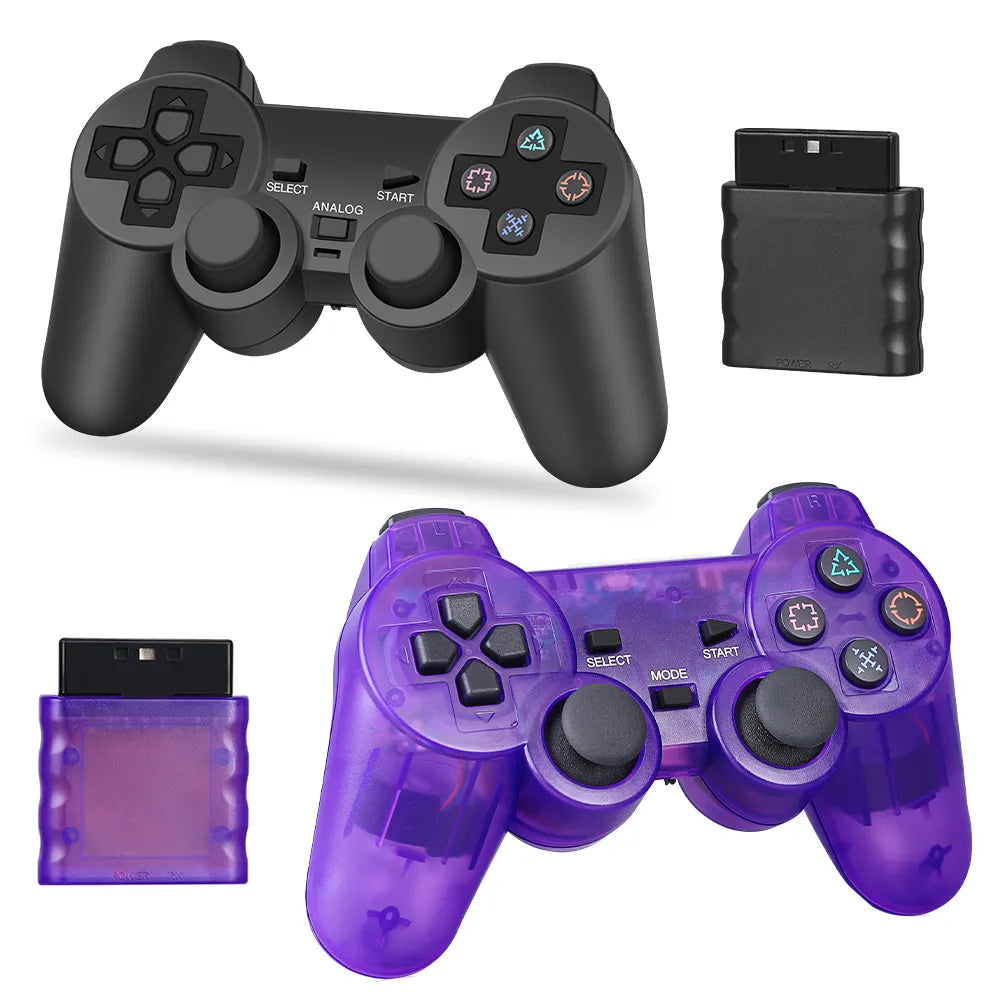 Wireless Controller for PS2/PS1, Dual Vibration Shock Gamepad for Sony PlayStation 2, USB PC Game Console Joystick