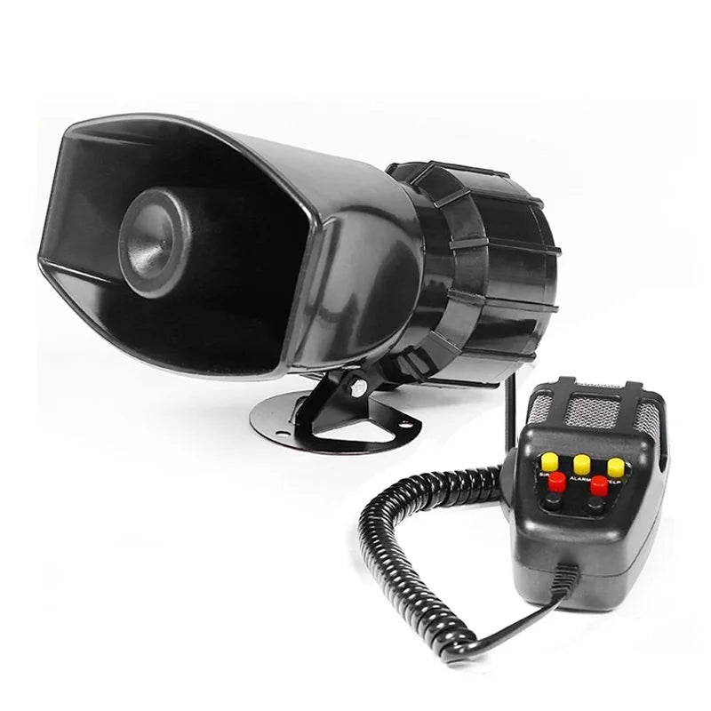 12V 7-Sound Car Warning Alarm and Siren - 110DB Loudspeaker Megaphone for Police, Firemen, Truck, and Emergency Vehicles