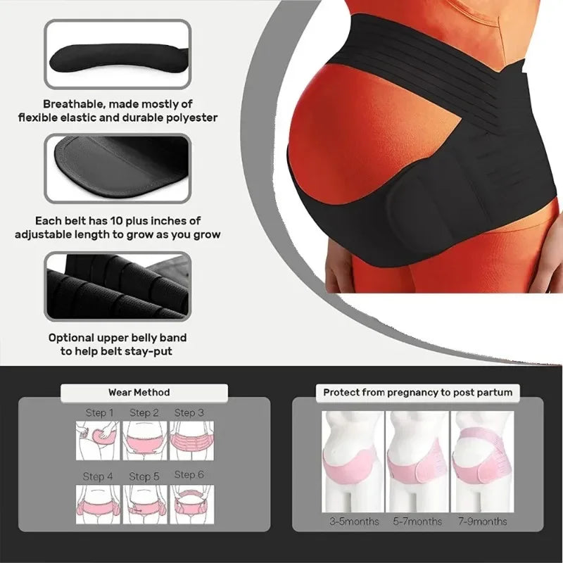 Pregnant Women's Belly Band Back Support Belt | Adjustable Maternity Abdomen Brace Protector for Pregnancy